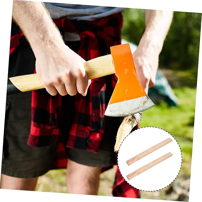 Wooden Axe Handle Replacement for Camping and Chopping Sturdy Handcrafted Wood Accessory Fits Most Axes 2-Piece Set