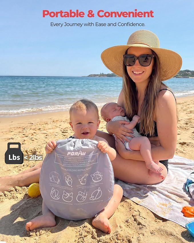 Poray Portable Baby Beach Tent with UPF 50+ Sun ShelterMosquito Net and Sunshade Ideal Pop Up Kids Travel Tent with Carry Bag &amp 2 StakesOutdoor Indoor Play and Sun Protection