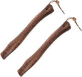 2pcs Wooden Hatchet Handles with Anti-Slip Leather Cord 33cm Curved Replacement for Camp Axe and Firewood Cutting Tools