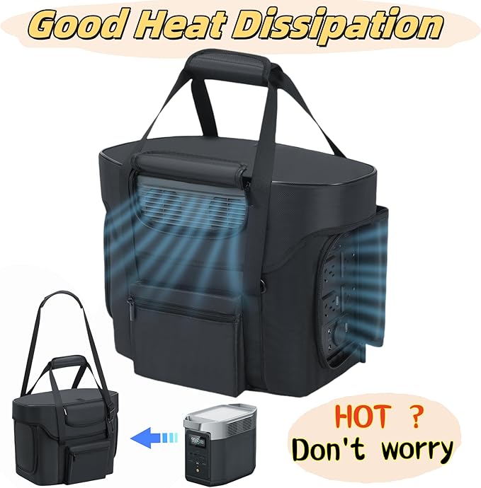 Compatible with ECOFLOW DELTA 2 Bag - Carrying Case &amp Soft Generator Cover |Durable Storage Case for Camping Essentials &amp Travel Accessories | Compatible with ECOFLOW DELTA 2 Power Station