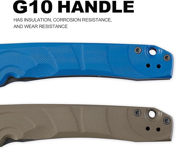 Petrified fish PFP11 Ripple Folding Knife3.78 14C28N Steel Hollow Blade G10 Handle Folding Pocket Knife for Camping EDC Outdoor (Khaki Stonewashed)