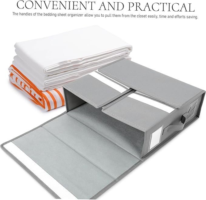 LABRIMP Foldable Storage Bin Box for Bed Blankets Capacity Bedding Organizer Zipper Closure Compact Design for Underbed and Closet