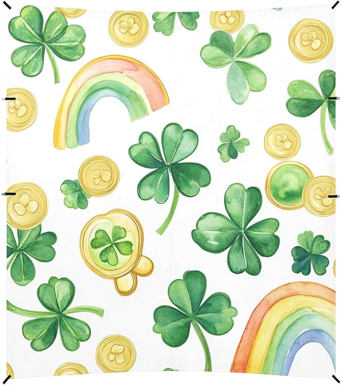 ALAZA St Patrick Day Clover Rainbow Coins Beach Tent Sun Shelter Portable Canopy Sunshade for Outdoor Camping Picnics Backyard Fun 10x9 ft