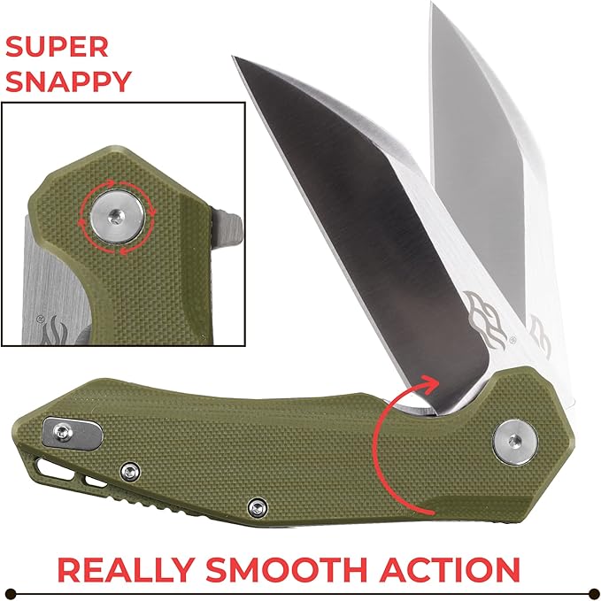 Firebird GANZO FH31 Folding Pocket Knife D2 Steel Wharncliffe Blade Ergonomic G10 Handle with Clip Hunting Fishing Flipper Camping Outdoor EDC Knife