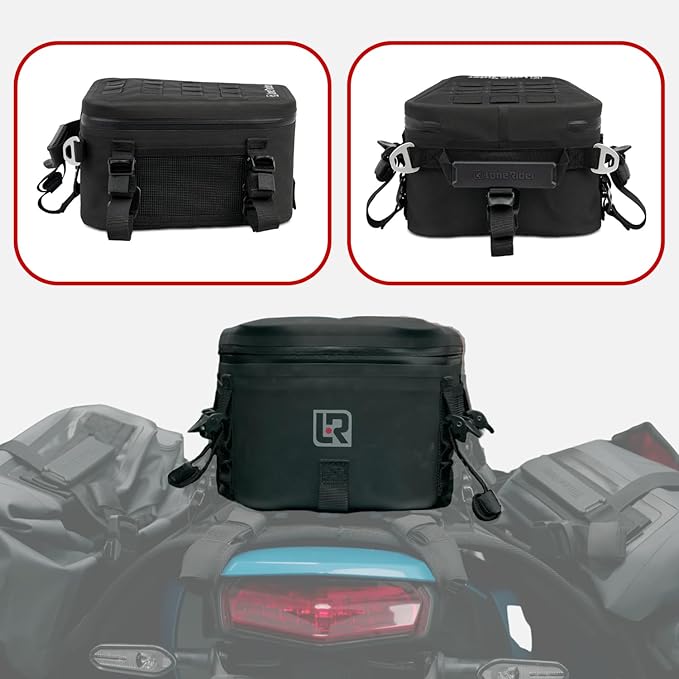 Lone Rider Motorcycle Tail Pack 8L - Waterproof Motorbike Tailpack Dry Bag with MOLLE Top Cam Buckle and Loop Webbing Mounts - Fits Most Seats Rear Racks Panniers and Saddlebags