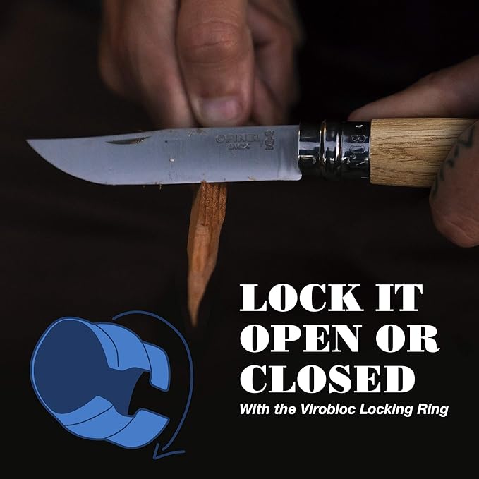 Opinel No.08 Engraved Oak Handle Folding Knife Animalia Collection Stainless Steel Blade Made in France (Trout)