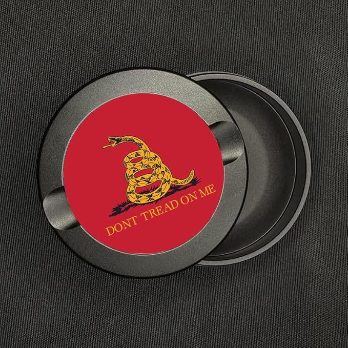 Brotherhood Metal Zyn Can | Zyn Holder | Metal Container | Don't Tread on Me Flag | Gadsden Flag | Red Gold Black