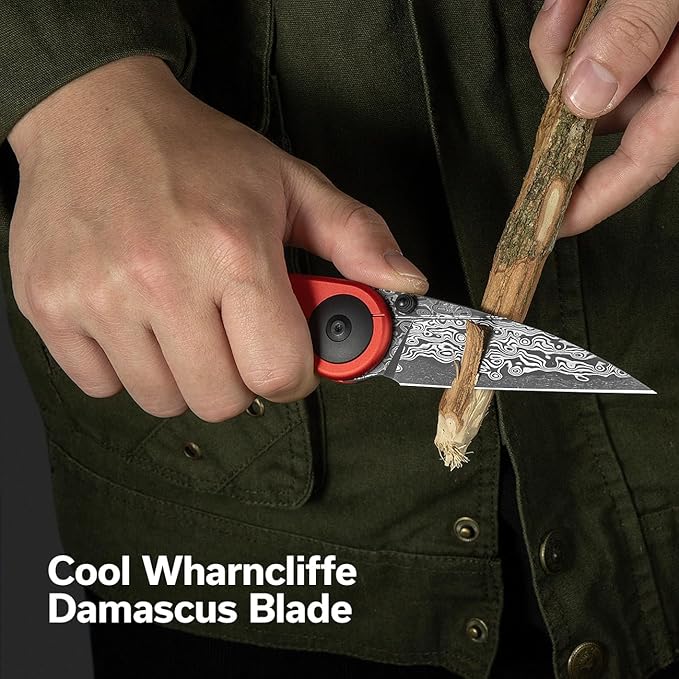 CIVIVI Starflare Pocket Knife for Men Women Button Lock Folding Knife with 3.3 Damascus Blade Milled Aluminum Handle Cool Knife for Everyday Carry C23052-DS1