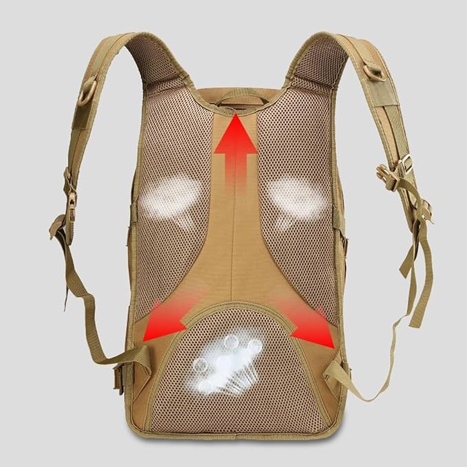 36L Outdoor Tactical Backpack Military Waterproof Molle Bag Hiking Daypacks for Camping Trekking Hunting Traveling(Khaki)