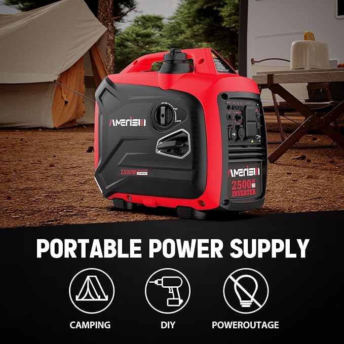 AMERISUN 2500 Watt Portable Inverter Generator with CO Sensor and Quiet Technology for Camping Tailgating (AM5020C)