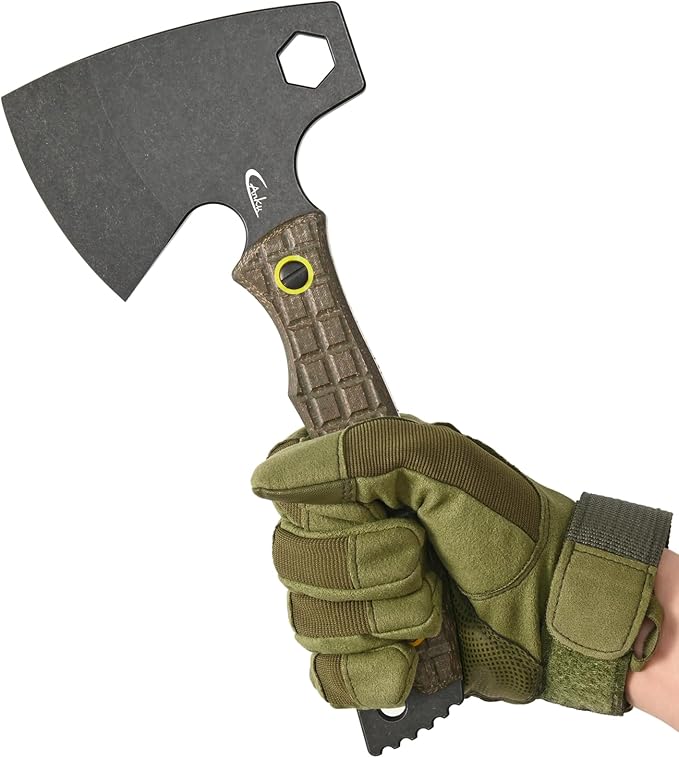 C1393 Camping Hatchet Survival AxeDC53 Steel Blade with Micarta Handle Multitool Axe Hex Wrenches with Kydex Sheaths for Chopping WoodGardeningOutdoor Camping Hiking(Green)