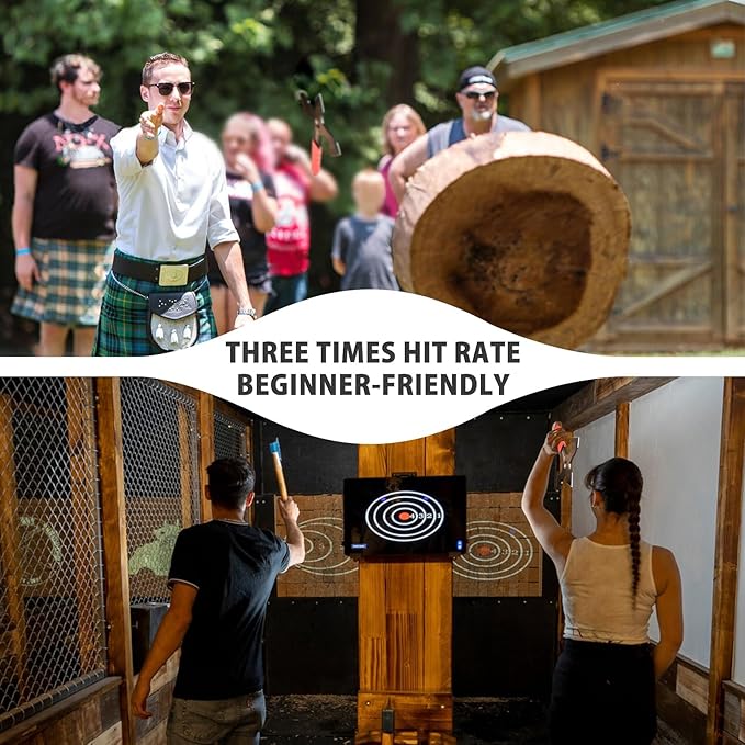 NedFoss Axe Throwing 11.9 Full Tang Triple Edge Throwing Axe with Sheath TPE Rubber Handle Axe Throwing Set 3 Axe for Throwing Gifts for Women Men