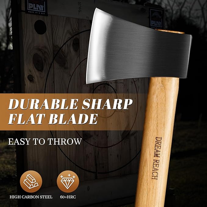 Dream Reach Throwing Axe Set - 3 PCS Hand Forged Throwing Hatchet 15.7 Professional Throwing Game Axe for Backyard Competition Recreation