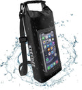 Waterproof Dry BagRoll Top Waterproof Backpack Phone Case Pouch for TravelKayakingRaftingCampingSurfingBoatingHikingBeach and Fishing (2 L Black+Black)