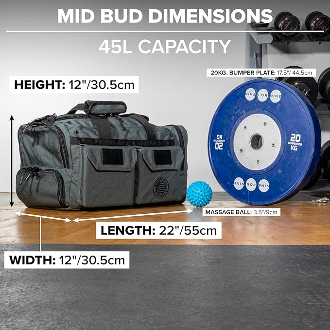Serious Steel Fitness Gym Bag 1000D Nylon Duffel Bag Heavy Duty (Grey - Mid Bud 2.0)