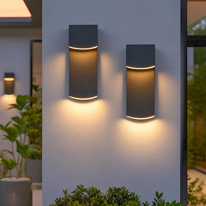 IP65 Waterproof Outdoor Modern LED Wall Light Fixtures Black Exterior Wall Sconces 32W 3000K Porch Patio Light Fixture Outdoor Wall Lights Outside Lights for House Garage Front Door 2 Pack
