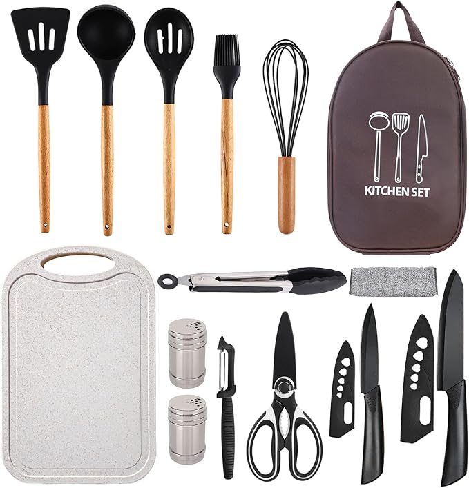 Silicone Camping Cooking Set Car Camping Essentials Cooking Kitchen Set RV Camping Cookware Must Haves Gifts Camping Cooking Essentials Camp Cooking Set for Travel Hiking Picnic