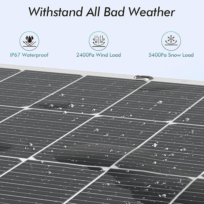 Viewsun Flexible Solar Panel 100 Watt 16BB Mono Cell Fiberglass Bendable Solar Panels Lightweight &amp Urtra-Thin for RV Camping Boat Balcony Roof YachtUneven Surface