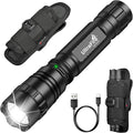 ULTRAFIRE Tactical Flashlight with Holster for Duty Belt 1000 High Lumen Police Flashlight with Belt Holster Rechargeable Law Enforcement Flashlight 3 Modes Security Flashlights WF-501BX