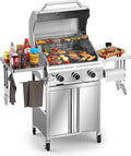 Electactic Propane Gas Grill 3-Burner 24000 BTU Stainless Steel BBQ Grill with Foldable Shelf for Outdoor Barbecue and Cooking