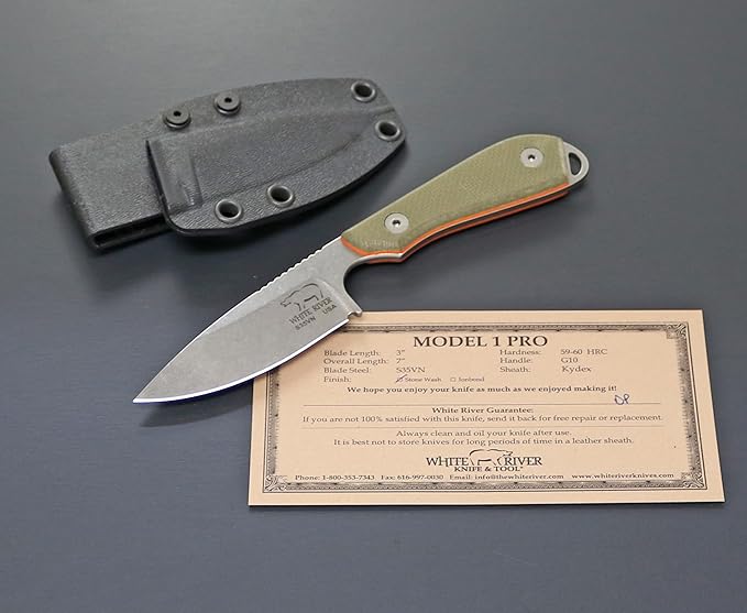 WhiteRiver Model 1 Pro Green/Orange Textured G10 Handle WRM1-TGO