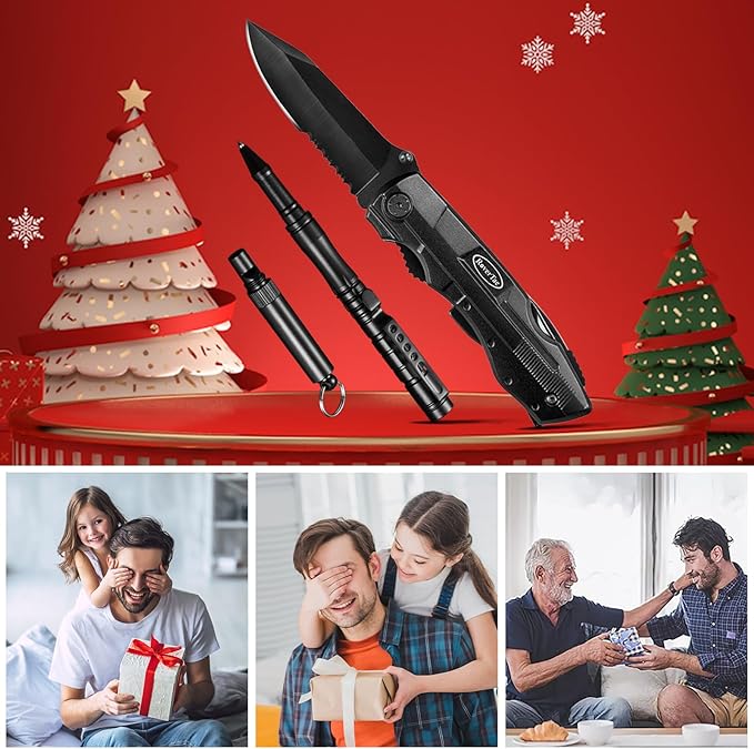 RoverTac Multitool Knife Tool Set for Dad Gift 15-in-1 Multitool Knife Tactical Pen Whistle in a Premium Gift Box with BEST DAD EVER Gifts for Dad for Birthday Christmas Valentine Father's Day