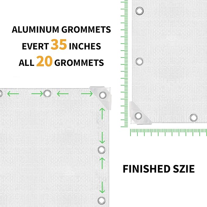 TARPAL 10x20 Feet White Tarp Waterproof Multipurpose Protective Cover All Purpose Outdoor Poly Tarps Cover for Shed Camping FarmFirewood BoatOutdoor Furniture Roof Waterproofing