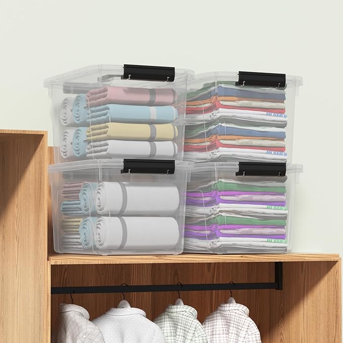 18 Qt. Plastic Storage Bins with Lids Clear Stackable Storage Containers for Organizing Durable Storage Box 4 Pack
