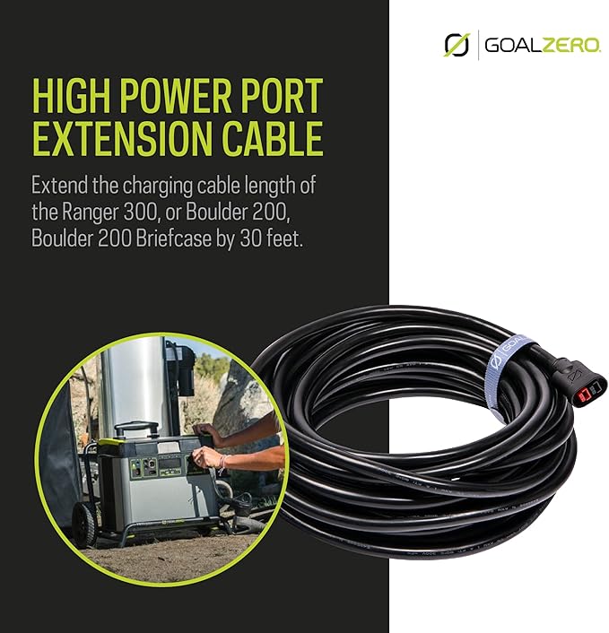 Goal Zero 30-Foot High Power Port Extension Cable Connects 200+ Solar Panel to Yeti 1000+