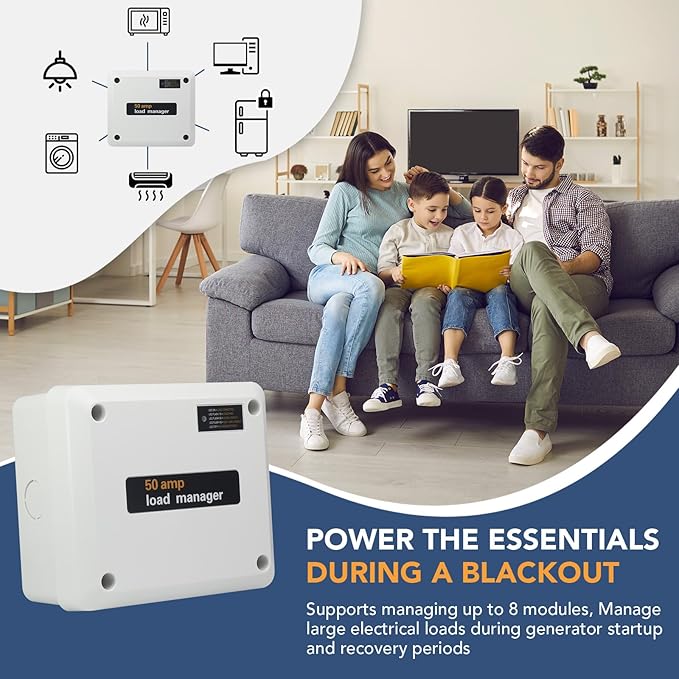 50 Amp Load Manager Compatible with Generac 7000 Smart Management Module with 8-Zone Control Lock-Feature Real-Time LED Monitoring and Wire-Free Technology