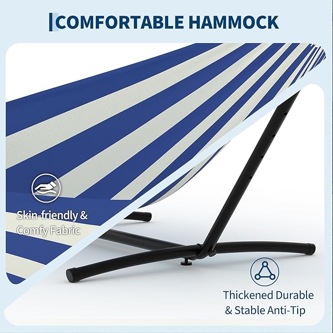 TrailBlaze Double Hammock with Stand Heavy Duty Portable Steel Hammock Set for Outdoor and Indoor Use 500lb Capacity Includes Carrying Bag Space Saving DesignQuick Assembly