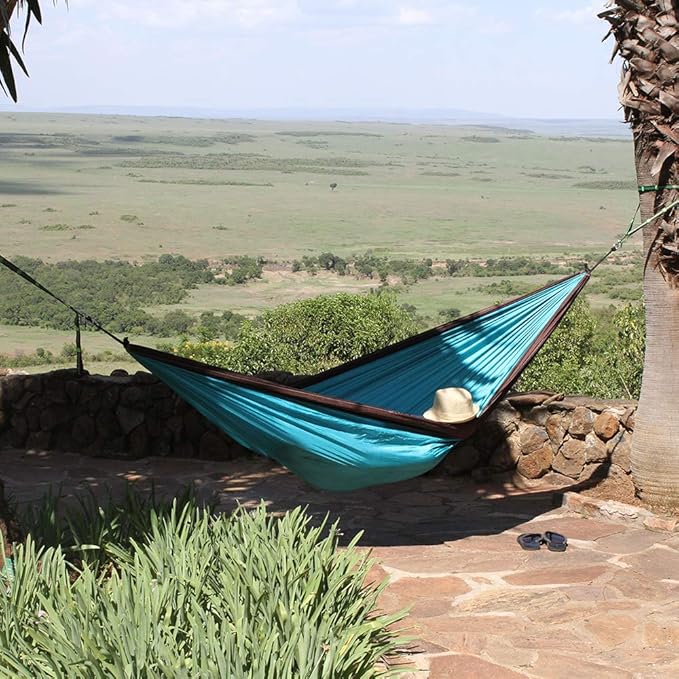 Vivere Double Parachute Camping Hammock Includes Stuff-Sack (Chocolate/Turquoise)