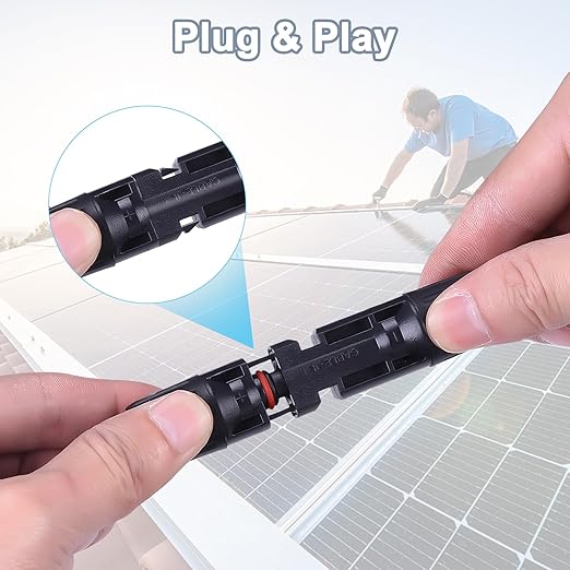 30FT 12AWG Solar Panel Extension Cable with Female and Male Connectors Solar Cable for Solar Panels Charge Controllers and Solar Generator (12AWG 30FT)