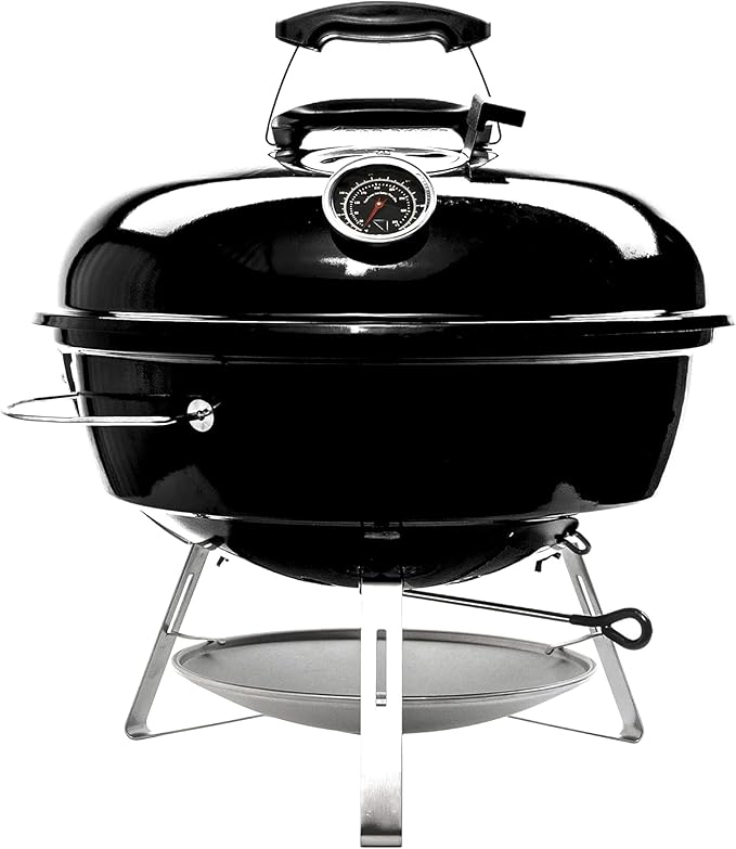 SnS Grills Slow ‘N Sear Travel Kettle 2-Zone Cook Charcoal Basket and Easy Spin 18” Grate - Portable Charcoal Grill for BBQ Cooking - Travel Kettle 18”
