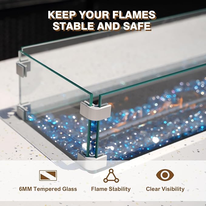 3-Piece Outdoor Propane Fire Pit Table Set