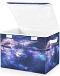 Goat with Glowing Eyes Storage Baskets Lidded Bin Foldable Storage Boxes Cubes Lids with 2 Handles for Organizing Closet Home Office