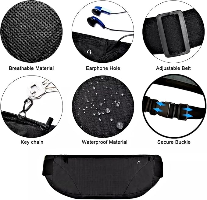 Running Waist Bags Breathable Multi-function Running Lightweight Waterproof Sports Phone Bag for Women Men(Gray)