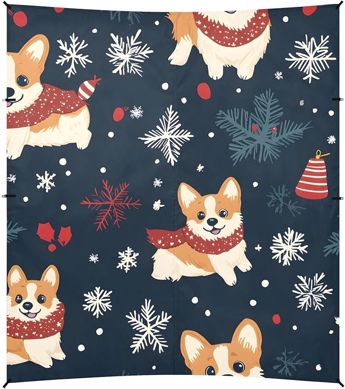 ALAZA Chrismas Corgi Pattern Beach Tent Sun Shelter Portable Canopy Sunshade for Outdoor Camping Picnics Backyard Fun 10x9 ft