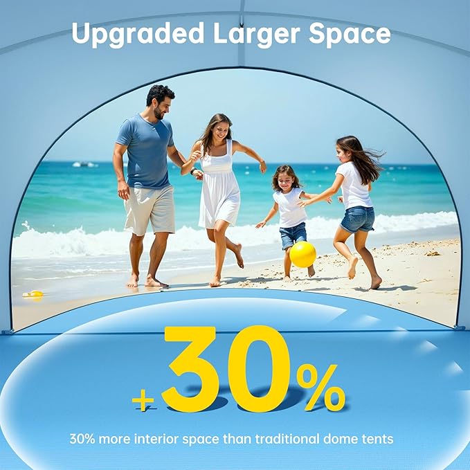 Raynesys Beach Tent Sun Shelter Sun Shelter for 1-4 Person Beach Shade Tent Beaches Shade with 2 Zippered Doors Portable Tents for Camping Fishing Blue