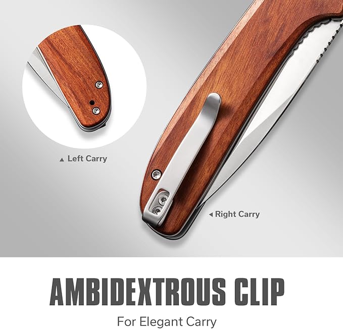 CIVIVI Primitrox Folding Knife for EDC Flipper Pocket Knife with 3.48 Nitro-V Blade Wood Handle for Everyday Carry C23005A-3