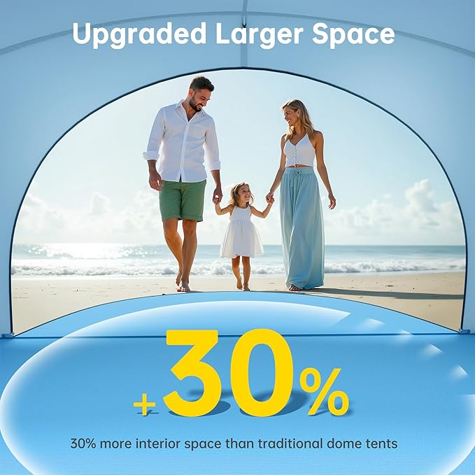Raynesys Beach Tent Sun Shelter Beach Shade Tent with UPF50+ UV Protection Portable Sun Shelter for 1-3 Person Shade Tents with 2 Zippered Doors for Sand Camping Fishing Blue
