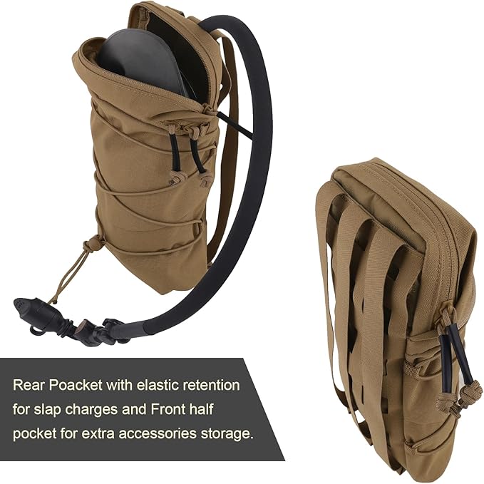 Tactical General Purpose Pocket 12x5 GP Pouch 1.5L Hydration Bag Carrier Backpack Organizer MOLLE + Belt