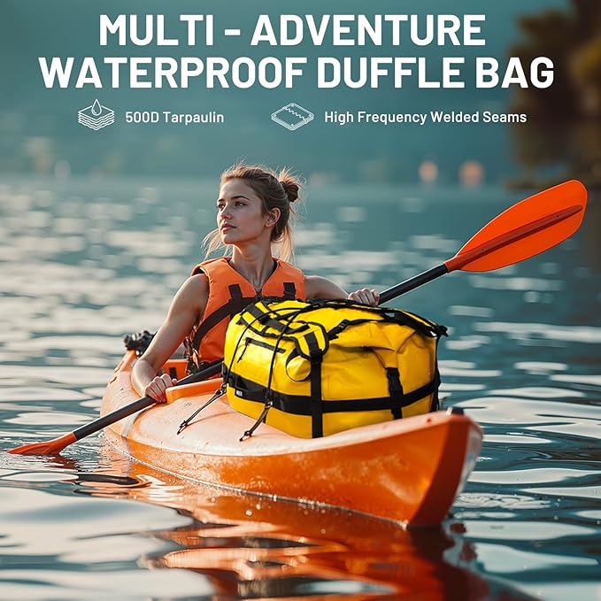 MIER Waterproof Duffel Bag Motorcycle Dry Bag Backpack Large Roll-Top Heavy Duty Dry Duffle Bags for Kayaking Camping Boating Gym Beach Cruise Ship 60L/80L