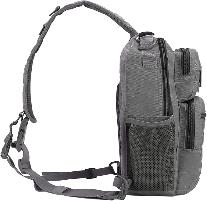 Rover Sling Pack Tactical Shoulder Sling Bag Backpack with Bottle Holder Crossbody Chest Bag Grey