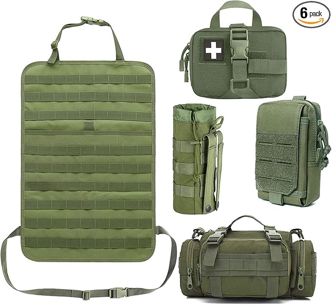 Tactical Seat Back Organizer Od Green Molle Seat Covers Tactical Car Vehicle Panel with Pouches for Truck Seat Back Organizers
