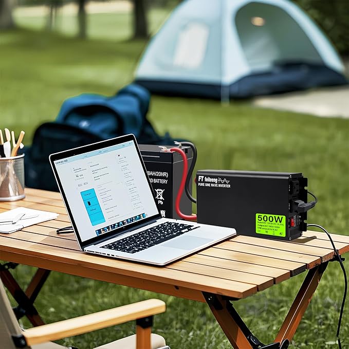 500w Inverter 12v Dc to 110v/120v Ac Car Power Inverter 2 Ac Outlets and Display Includes 5v 3.4a USB Port Suitable for Vehicles/Rv/Home/Camping with 1000w Surge Protection