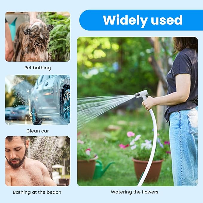 Portable Camping Shower Outdoor Camp Shower PumpUpgrade Rechargeable Electric Shower Pump with Intelligent Digital Display Multiple Spray Modes for Camping Hiking TravelingRV