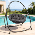Hammock Hanging Chair with Stand Round-Shaped Swing Chair Indoor with Padded Cushion for Outdoor Bedroom Patio Balcony