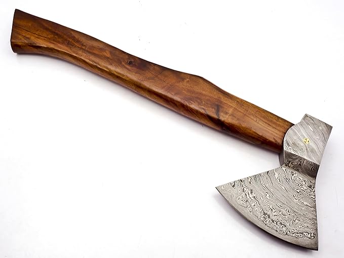 Custom Handmade Damascus Steel Viking Axe with Gorgeous and Solid Wood Handle (Y-03)
