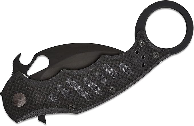 Fox Knives FX-599 G10 Black Emerson Wave Folding Karambit Rapid One-Handed Deployment Teflon Coating Black Idroglider Blade Finish Pocket Clip